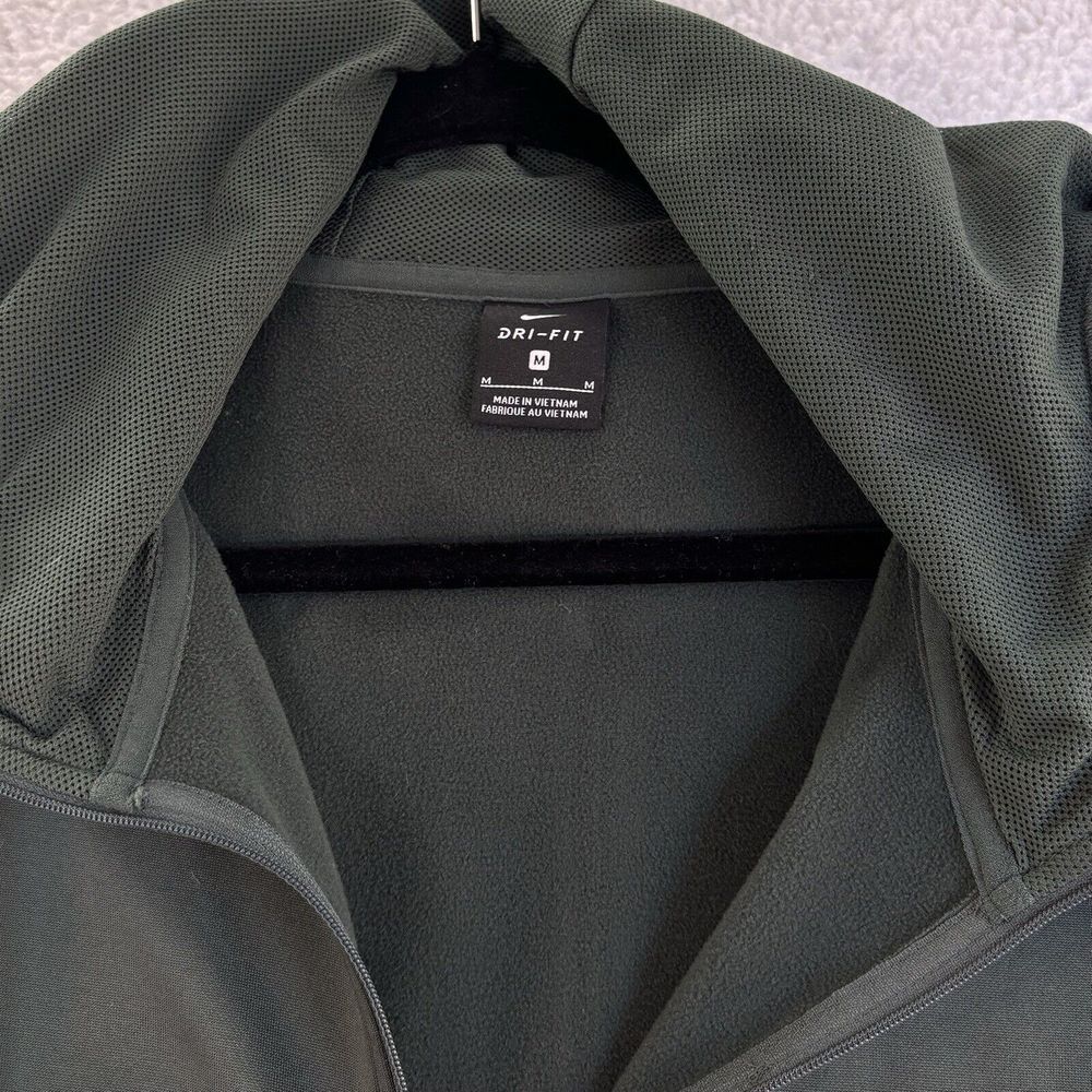 Nike Hooded Jersey Mens Size M Olive Green Logo Full Zip‎ Pullover Casual